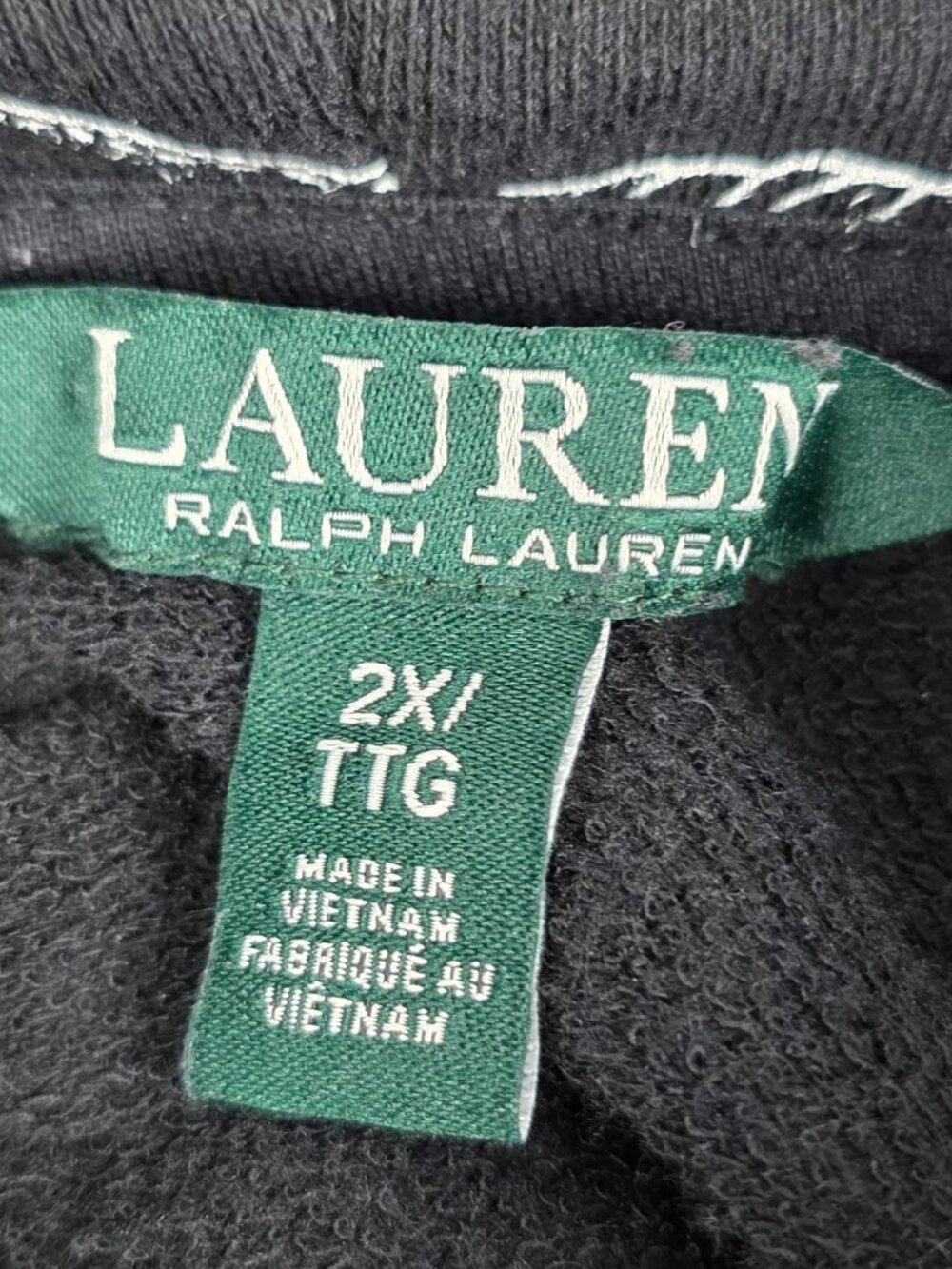 Lauren Ralph Lauren Black Chain Print Hooded Sweater Pullover RL Logo 2X - Picture 9 of 9